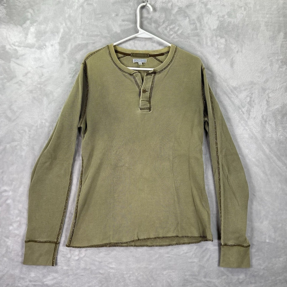 Wallace & Barnes Shirt Mens MT Medium Tall Henley Thermal Waffle Knit Pullover